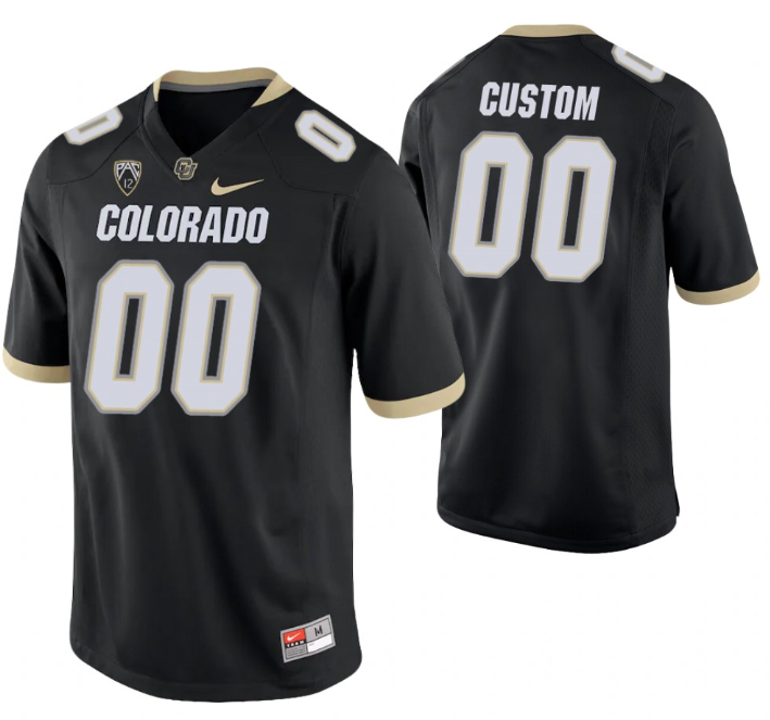 Men's Colorado Buffaloes Custom Black College Football Stitched Game Jersey